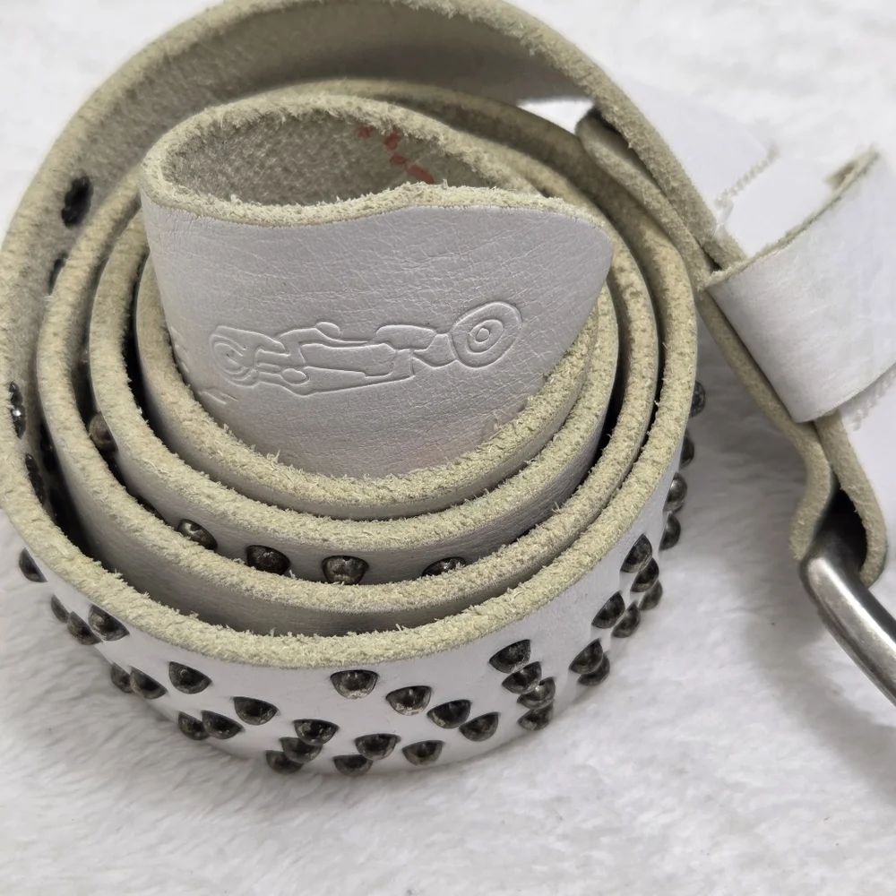 Diesel Vintage‎ Studded White Belt with Silver-Tone Buckle size 35